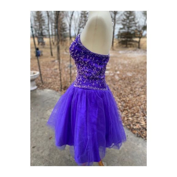1980s Prom Dress Sweetheart Neck Beaded Bodice Tulle Layered Skirt Fit & Flare - Picture 2 of 14